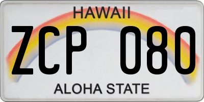 HI license plate ZCP080