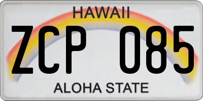HI license plate ZCP085