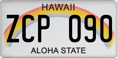 HI license plate ZCP090