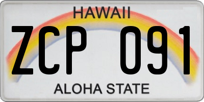 HI license plate ZCP091