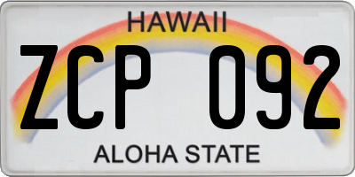 HI license plate ZCP092