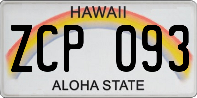 HI license plate ZCP093