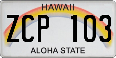 HI license plate ZCP103