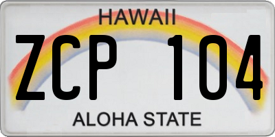 HI license plate ZCP104