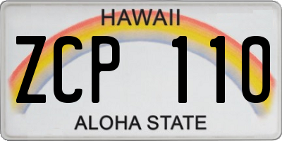 HI license plate ZCP110