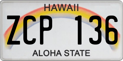 HI license plate ZCP136