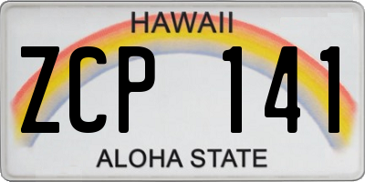 HI license plate ZCP141