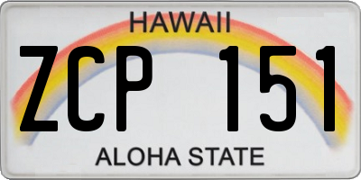 HI license plate ZCP151