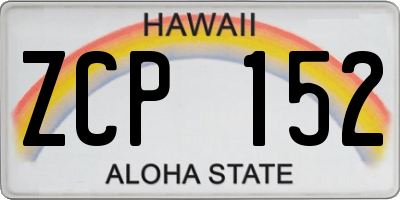 HI license plate ZCP152