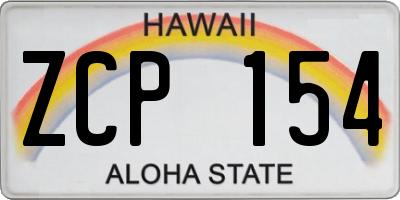 HI license plate ZCP154