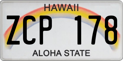 HI license plate ZCP178