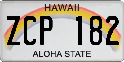 HI license plate ZCP182