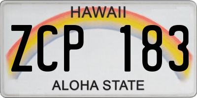 HI license plate ZCP183