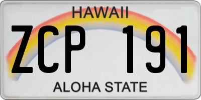 HI license plate ZCP191