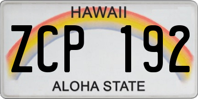 HI license plate ZCP192