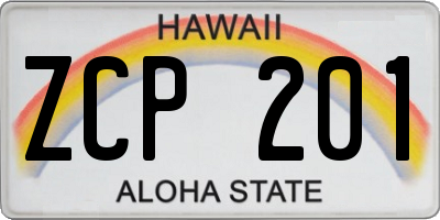 HI license plate ZCP201