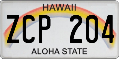 HI license plate ZCP204