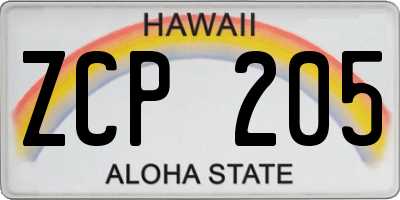 HI license plate ZCP205