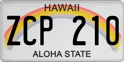 HI license plate ZCP210