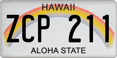 HI license plate ZCP211