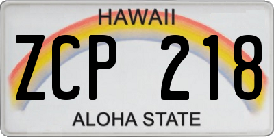 HI license plate ZCP218