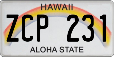 HI license plate ZCP231