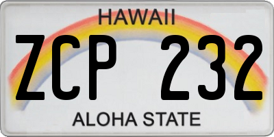 HI license plate ZCP232