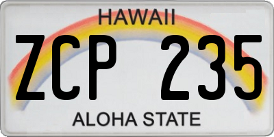 HI license plate ZCP235