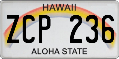 HI license plate ZCP236