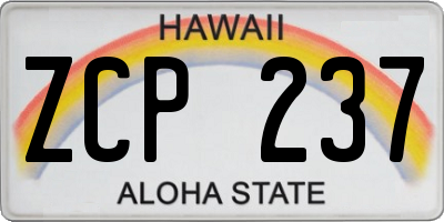 HI license plate ZCP237