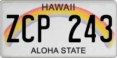 HI license plate ZCP243