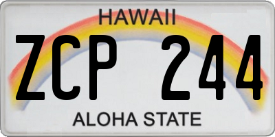 HI license plate ZCP244