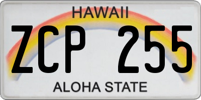 HI license plate ZCP255