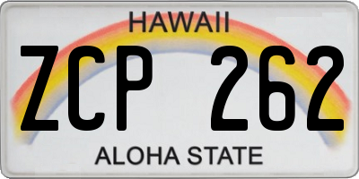 HI license plate ZCP262