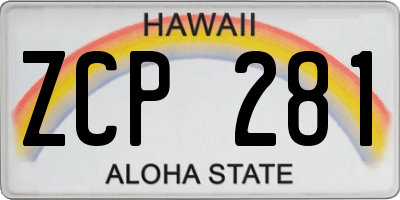 HI license plate ZCP281