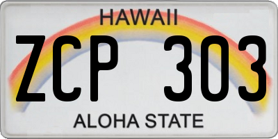 HI license plate ZCP303