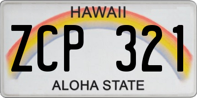 HI license plate ZCP321