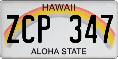 HI license plate ZCP347