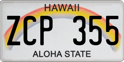 HI license plate ZCP355