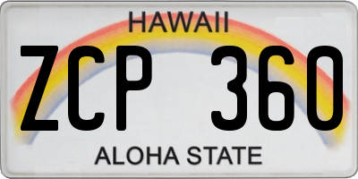 HI license plate ZCP360
