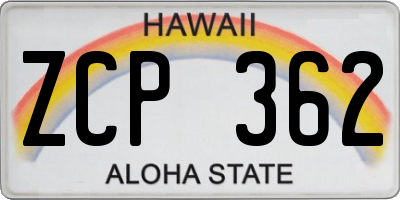 HI license plate ZCP362