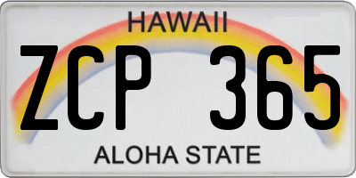 HI license plate ZCP365