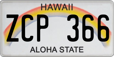 HI license plate ZCP366