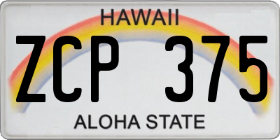 HI license plate ZCP375