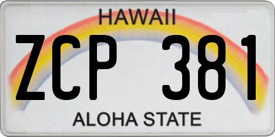 HI license plate ZCP381