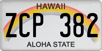 HI license plate ZCP382