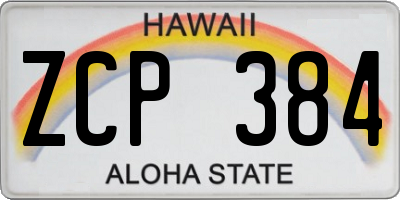 HI license plate ZCP384