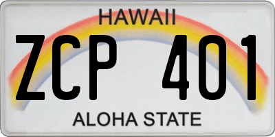 HI license plate ZCP401