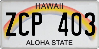 HI license plate ZCP403