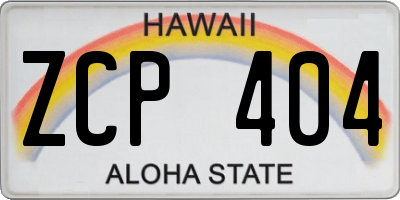 HI license plate ZCP404